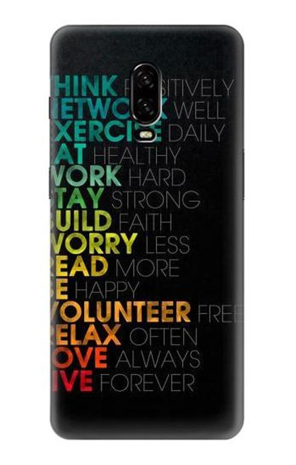 W3523 À des mots Pensez Positifs Etui Coque Housse et Flip Housse Cuir pour OnePlus 6T