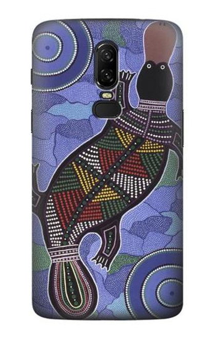 W3387 Platypus Art aborigène d'Australie Etui Coque Housse et Flip Housse Cuir pour OnePlus 6