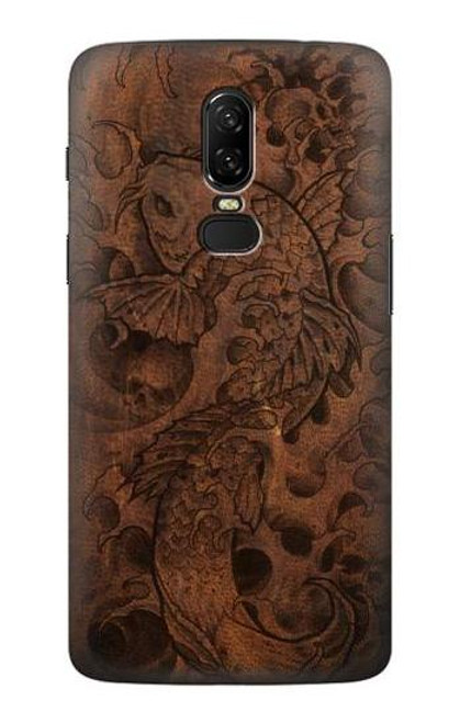 W3405 Graphique poisson Tatouage cuir Imprimer Etui Coque Housse et Flip Housse Cuir pour OnePlus 6