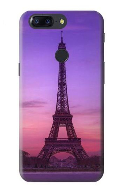 W3447 Paris Eiffel Le coucher du soleil Etui Coque Housse et Flip Housse Cuir pour OnePlus 5T