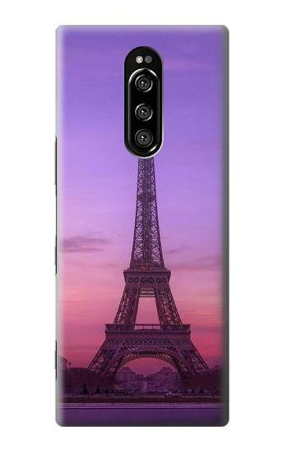 W3447 Paris Eiffel Le coucher du soleil Etui Coque Housse et Flip Housse Cuir pour Sony Xperia 1