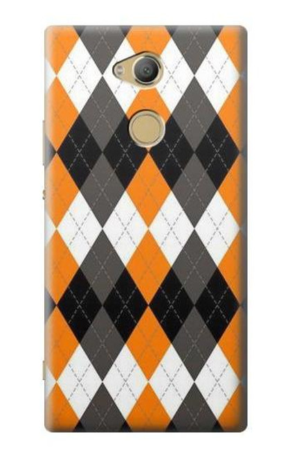 W3421 Noir Orange Blanc Argyle Plaid Etui Coque Housse et Flip Housse Cuir pour Sony Xperia XA2 Ultra