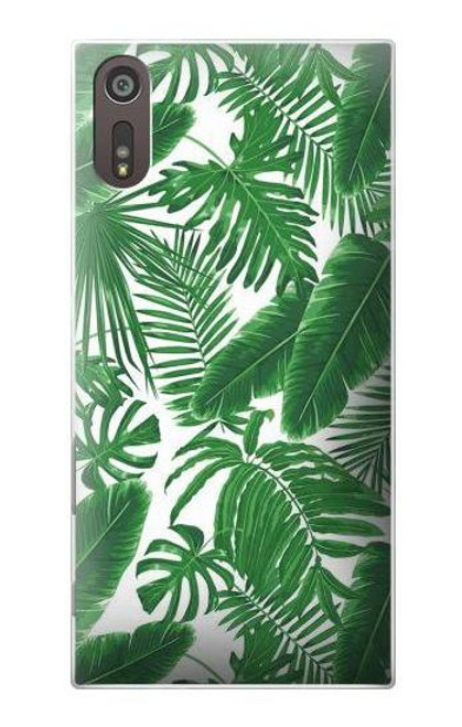 W3457 Papier Palm Monstera Etui Coque Housse et Flip Housse Cuir pour Sony Xperia XZ