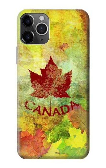 W2523 Canada Feuille d'érable d'automne Etui Coque Housse et Flip Housse Cuir pour iPhone 11 Pro