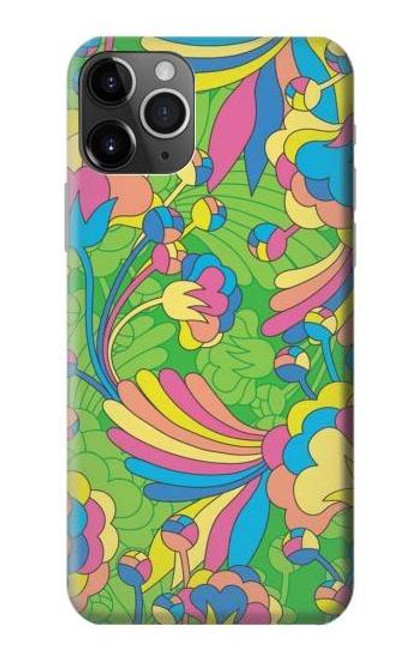 W3273 Fleur Ligne Motif Art Etui Coque Housse et Flip Housse Cuir pour iPhone 11 Pro