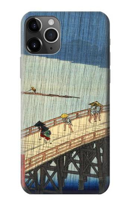 W3347 Utagawa Hiroshige douche soudaine Etui Coque Housse et Flip Housse Cuir pour iPhone 11 Pro