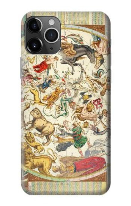 W3145 Constellation antique Carte du ciel étoilé Etui Coque Housse et Flip Housse Cuir pour iPhone 11 Pro Max