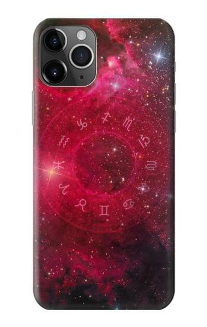 W3368 Zodiaque Rouge Galaxie Etui Coque Housse et Flip Housse Cuir pour iPhone 11 Pro Max