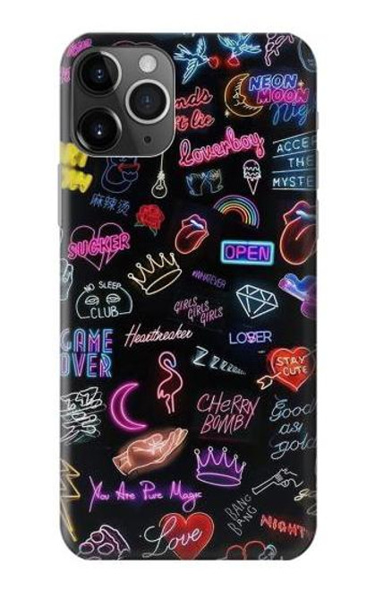 W3433 Néon graphique millésimé Etui Coque Housse et Flip Housse Cuir pour iPhone 11 Pro Max