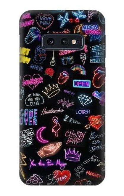 W3433 Néon graphique millésimé Etui Coque Housse et Flip Housse Cuir pour Samsung Galaxy S10e