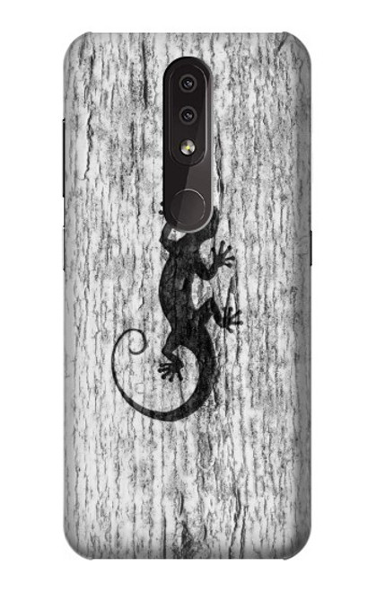 W2446 Gecko bois imprimé graphique Etui Coque Housse et Flip Housse Cuir pour Nokia 4.2