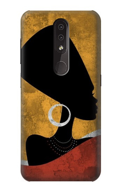 W3453 Africaine Reine Néfertiti Silhouette Etui Coque Housse et Flip Housse Cuir pour Nokia 4.2