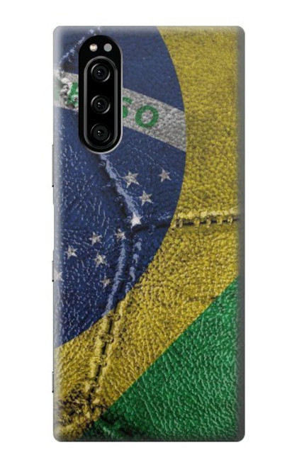 W3297 Brésil Drapeau graphique Football Millésime Etui Coque Housse et Flip Housse Cuir pour Sony Xperia 5