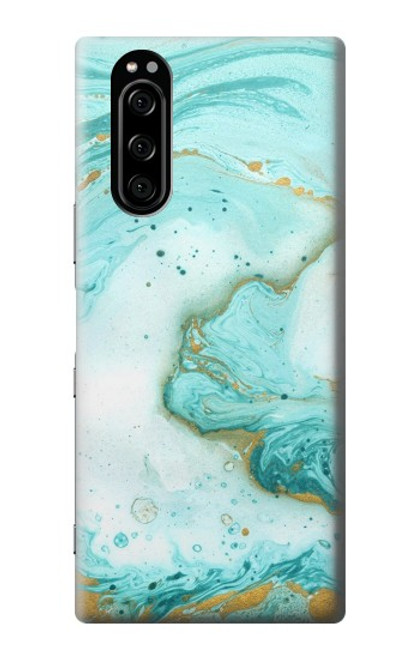 W3399 Vert Marbre Imprimer Graphique Etui Coque Housse et Flip Housse Cuir pour Sony Xperia 5