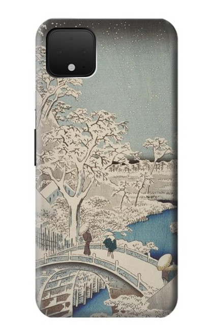 W3350 Utagawa Hiroshige Tambour Pont Yuhi Hill à Meguro Etui Coque Housse et Flip Housse Cuir pour Google Pixel 4