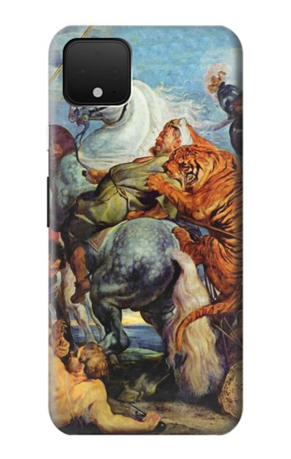 W3331 Peter Paul Rubens Tigre und Lowenjagd Etui Coque Housse et Flip Housse Cuir pour Google Pixel 4 XL