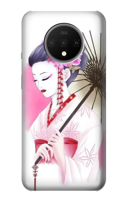 W2579 Traditionnelle japonaise Geisha Kimono Etui Coque Housse et Flip Housse Cuir pour OnePlus 7T