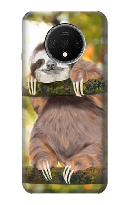 W3138 Peinture mignon bébé Sloth Etui Coque Housse et Flip Housse Cuir pour OnePlus 7T