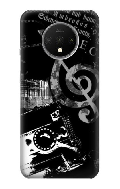 W3197 Musique Cassette note Etui Coque Housse et Flip Housse Cuir pour OnePlus 7T