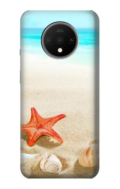 W3212 Coquilles de mer Étoile de mer Plage Etui Coque Housse et Flip Housse Cuir pour OnePlus 7T