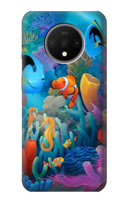 W3227 Monde sous-marin Dessin animé Etui Coque Housse et Flip Housse Cuir pour OnePlus 7T