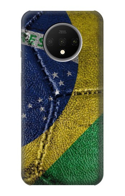 W3297 Brésil Drapeau graphique Football Millésime Etui Coque Housse et Flip Housse Cuir pour OnePlus 7T