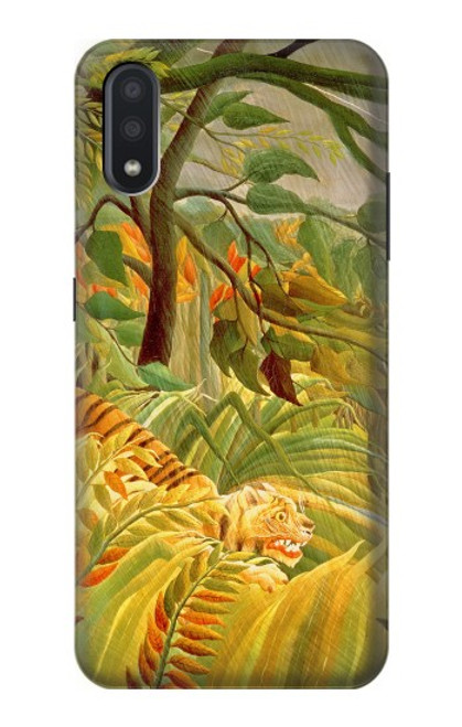 W3344 Henri Rousseau Tigre dans une tempête tropicale Etui Coque Housse et Flip Housse Cuir pour Samsung Galaxy A01