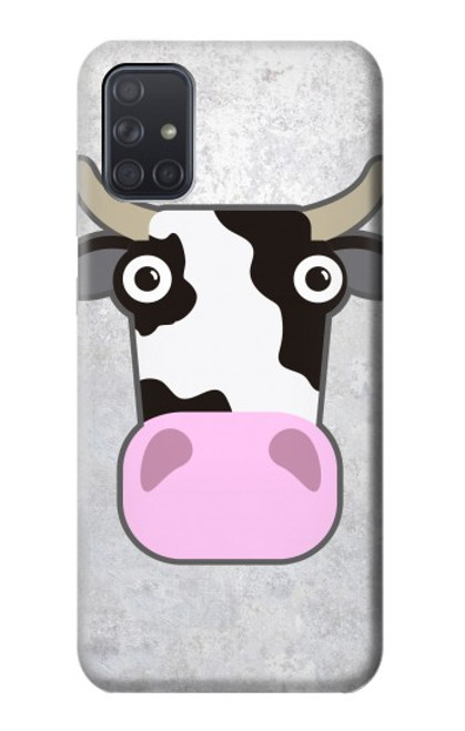 W3257 Vache Dessin animé Etui Coque Housse et Flip Housse Cuir pour Samsung Galaxy A71