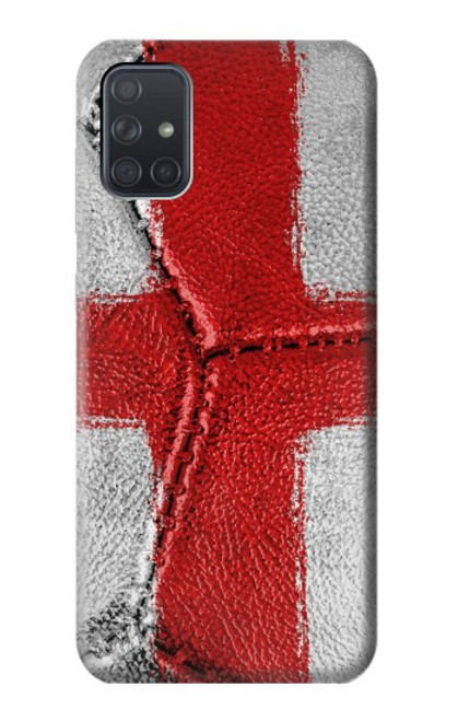 W3316 Angleterre Drapeau graphique Football Millésime Etui Coque Housse et Flip Housse Cuir pour Samsung Galaxy A71