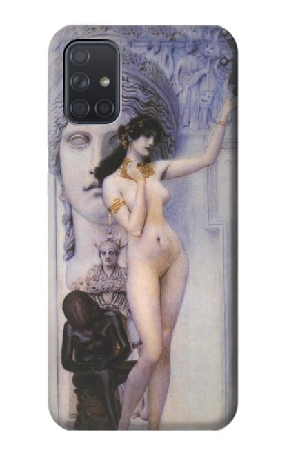 W3353 Gustav Klimt Allégorie de la sculpture Etui Coque Housse et Flip Housse Cuir pour Samsung Galaxy A71