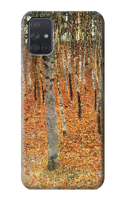 W3380 Gustav Klimt Bouleau Forêt Etui Coque Housse et Flip Housse Cuir pour Samsung Galaxy A71