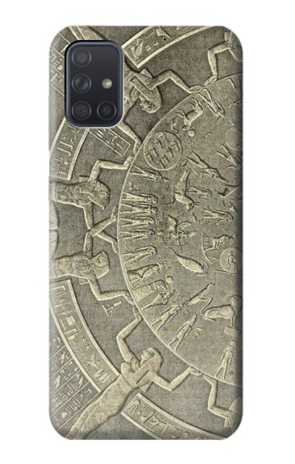 W3396 Dendérah Zodiaque Egypte ancienne Etui Coque Housse et Flip Housse Cuir pour Samsung Galaxy A71