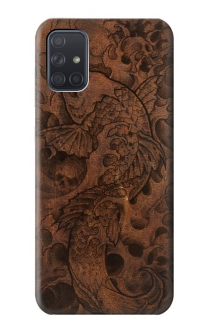 W3405 Graphique poisson Tatouage cuir Imprimer Etui Coque Housse et Flip Housse Cuir pour Samsung Galaxy A71