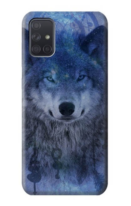 W3410 Loup Dream Catcher Etui Coque Housse et Flip Housse Cuir pour Samsung Galaxy A71