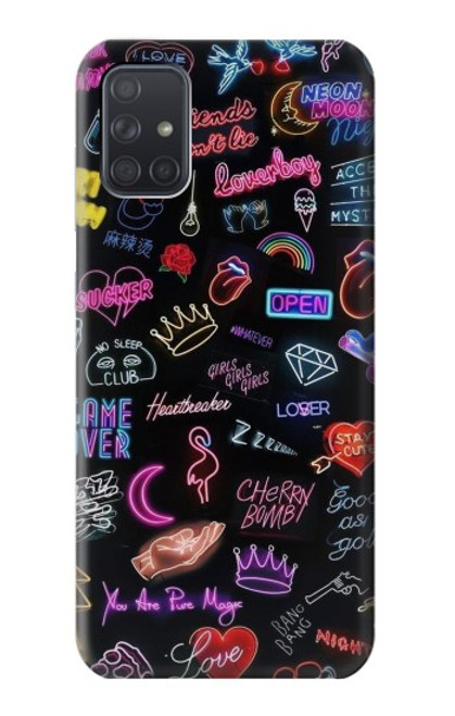 W3433 Néon graphique millésimé Etui Coque Housse et Flip Housse Cuir pour Samsung Galaxy A71