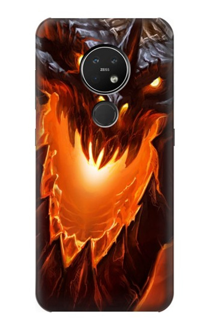 W0414 Dragon de feu Etui Coque Housse et Flip Housse Cuir pour Nokia 7.2