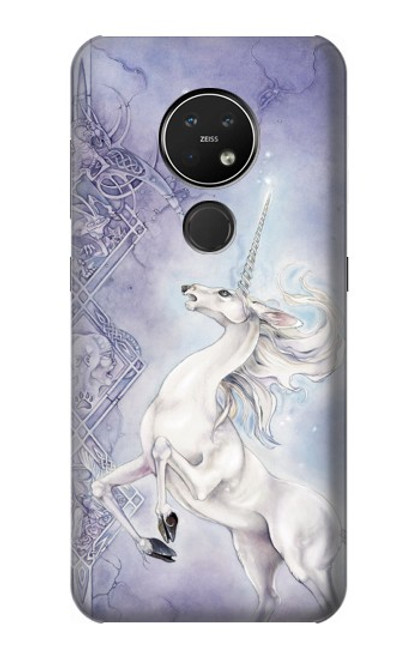 W1134 Cheval Blanc Licorne Etui Coque Housse et Flip Housse Cuir pour Nokia 7.2