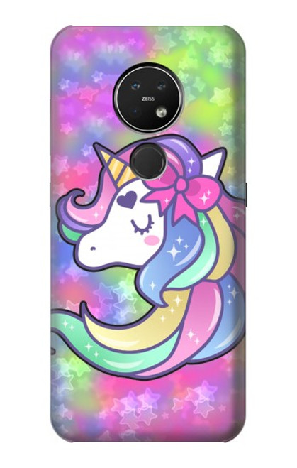 W3264 Pastel Licorne Etui Coque Housse et Flip Housse Cuir pour Nokia 7.2