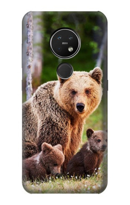 W3558 Famille d'ours Etui Coque Housse et Flip Housse Cuir pour Nokia 7.2