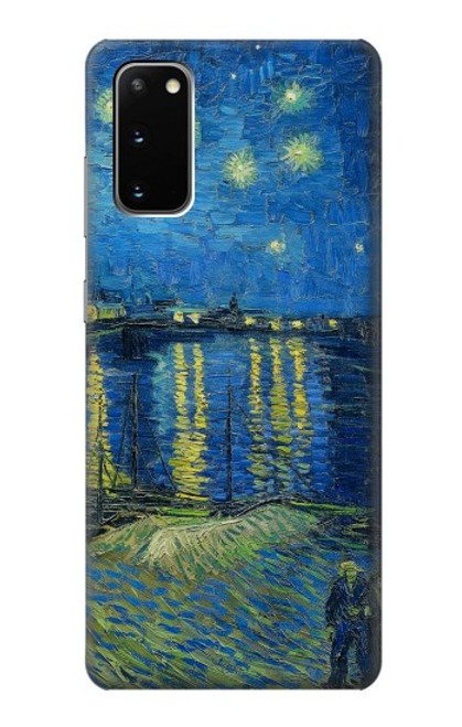 W3336 Van Gogh Nuit étoilée sur le Rhône Etui Coque Housse et Flip Housse Cuir pour Samsung Galaxy S20