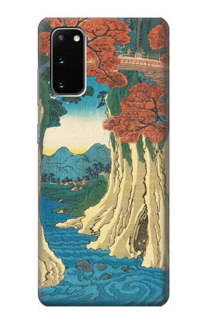 W3348 Utagawa Hiroshige Le singe Pont Etui Coque Housse et Flip Housse Cuir pour Samsung Galaxy S20