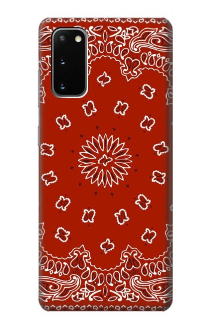 W3355 Motif Bandana Rouge Etui Coque Housse et Flip Housse Cuir pour Samsung Galaxy S20