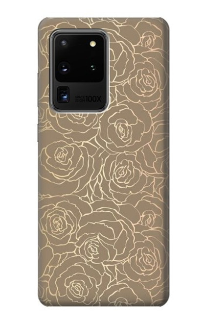 W3466 Motif Rose d'or Etui Coque Housse et Flip Housse Cuir pour Samsung Galaxy S20 Ultra