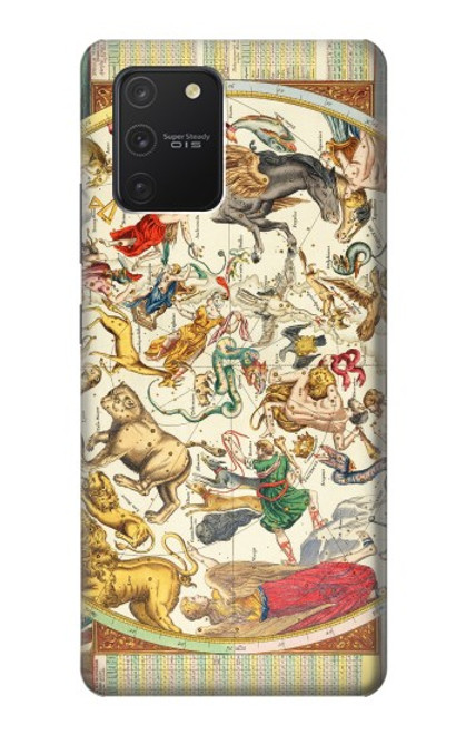 W3145 Constellation antique Carte du ciel étoilé Etui Coque Housse et Flip Housse Cuir pour Samsung Galaxy S10 Lite