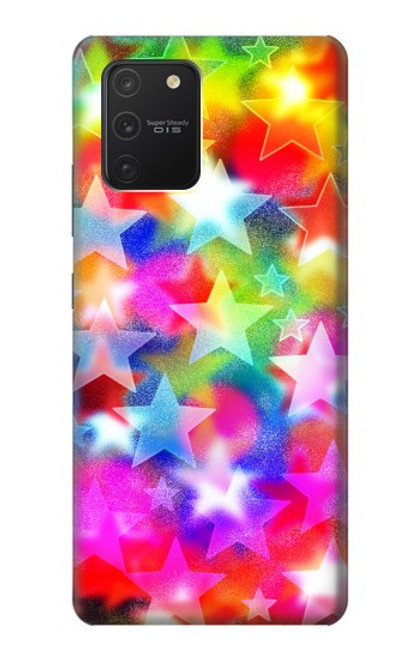 W3292 Coloré Disco étoile Etui Coque Housse et Flip Housse Cuir pour Samsung Galaxy S10 Lite