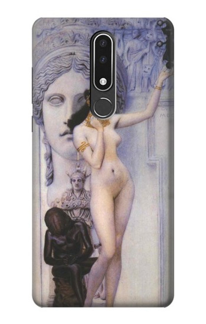 W3353 Gustav Klimt Allégorie de la sculpture Etui Coque Housse et Flip Housse Cuir pour Nokia 3.1 plus