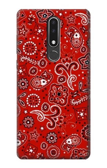 W3354 Rouge classique Bandana Etui Coque Housse et Flip Housse Cuir pour Nokia 3.1 plus