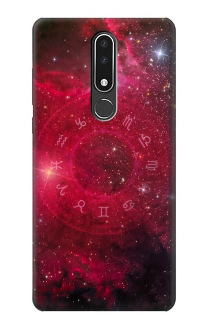 W3368 Zodiaque Rouge Galaxie Etui Coque Housse et Flip Housse Cuir pour Nokia 3.1 plus