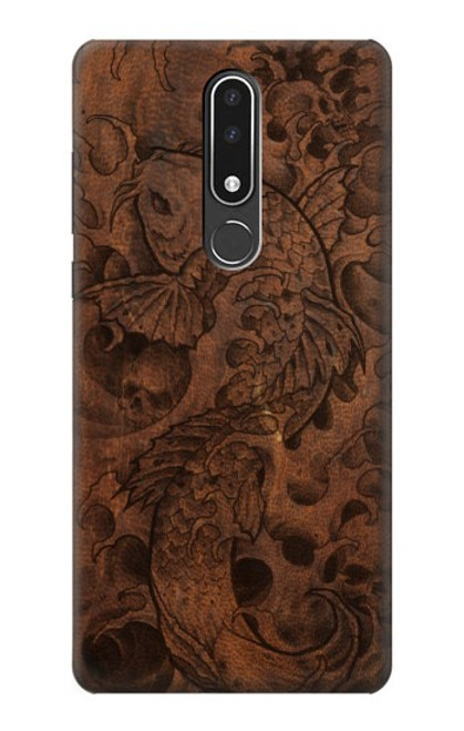 W3405 Graphique poisson Tatouage cuir Imprimer Etui Coque Housse et Flip Housse Cuir pour Nokia 3.1 plus