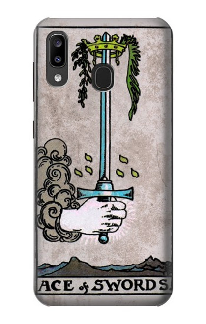 W2482 Carte de tarot As des épées Etui Coque Housse et Flip Housse Cuir pour Samsung Galaxy A20, Galaxy A30